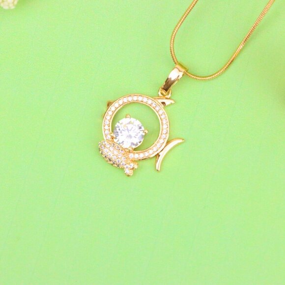 "Rose Gold Pisces Pendant with CZ Accents in Zodiac Fish Design, XPPT1550 - Picture 8 of 10